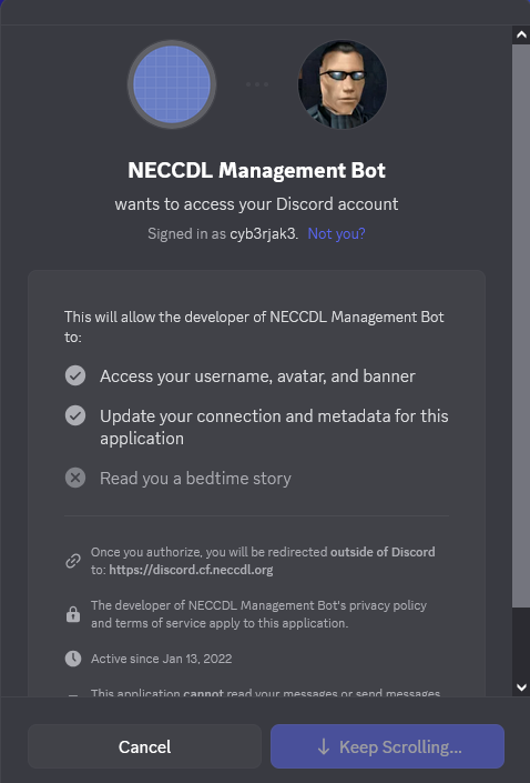 Discord verification login screen