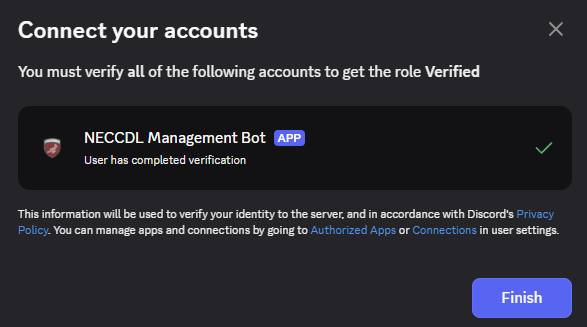 Discord verification role added screen